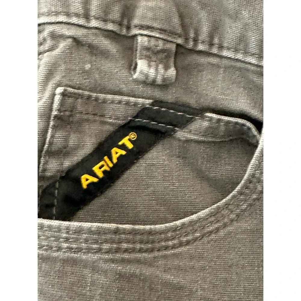 Ariat Rebar M7 Jeans Mens 36x34 Gray Slim Straight Leg Canvas Workwear Carpenter